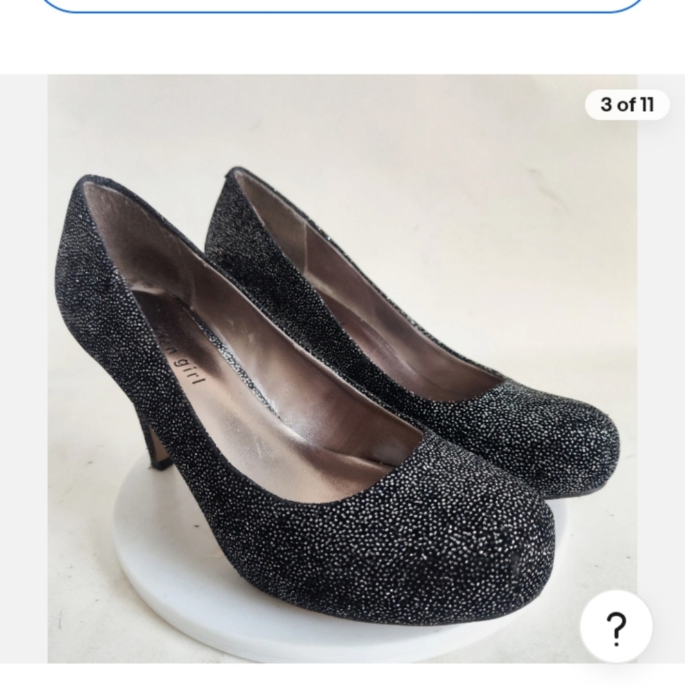 MARKDOWN! PERFECT FOR YOU Madden Girl S8 BLACK & SILVER Glitter Pump